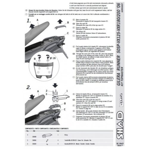 Shad - Csomagtartó Gilera Runner 50-125-150-200 06-08 / Runner 50 Sp / Gilera Runner Vx 125-150-200 03-18 / Runner 50-125-150-200 Black Soul 11-18