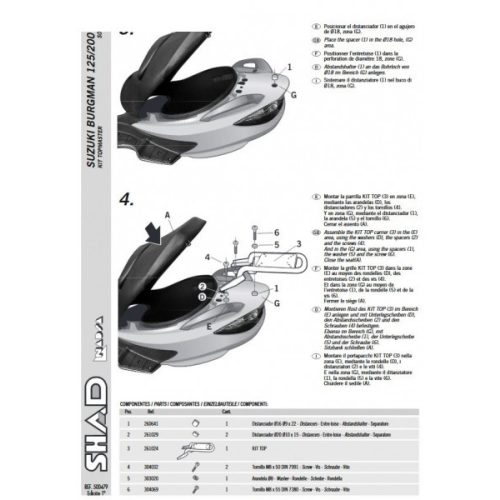 Shad - Csomagtartó Suzuki Burgman 125 2007-18 / Burgman 200 2007-18 / Uh 125 / Uh 200