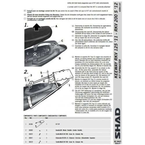Shad - Csomagtartó Keeway Rkv 125 / Rkv 150 / Rkv 200 S / Rkv 200 S Factory 2011-17