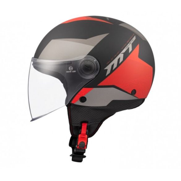 Nyitott bukósisak Mt Street S Poke B5 matt fekete/piros/szürke