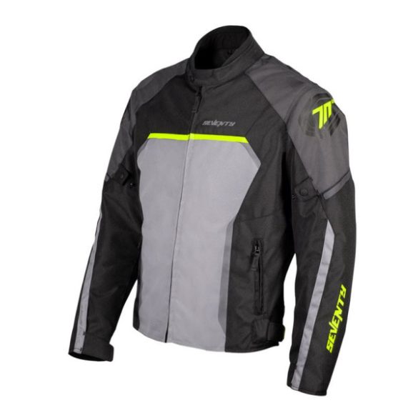 SEVENTY DEGREES - KABÁT SD-JR65 PISTON FÉRFI RACING NÉGYÉVSZAKOS FEKETE / SZÜRKE / NEONSÁRGA 4XL