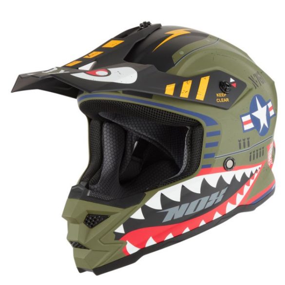 NOX - BUKÓSISAK N761 MX KID FIGHTER MATT ZÖLD / FEHÉR / PIROS L:51-52 cm (22.06)